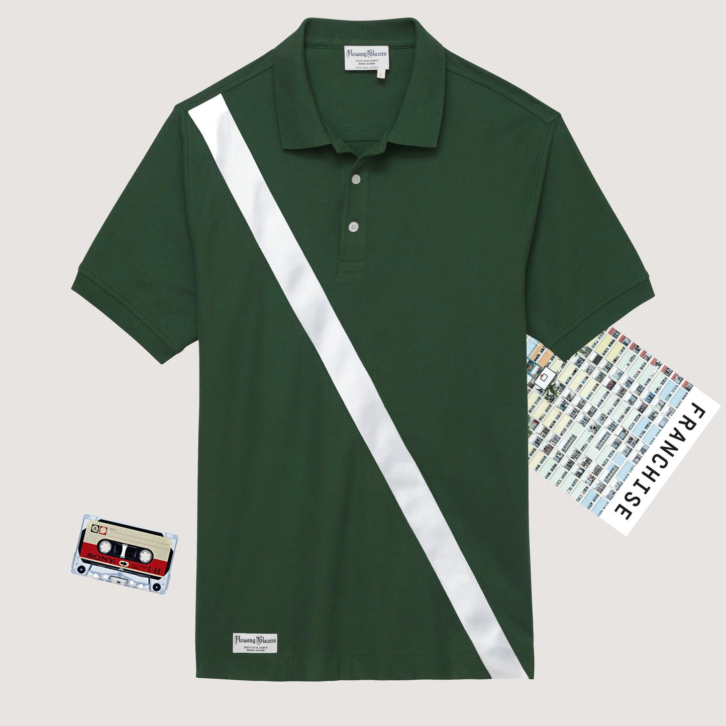 100% Pima Cotton Stripe Polo (Authentic Polo Shirt with Satin Stripe - Green)