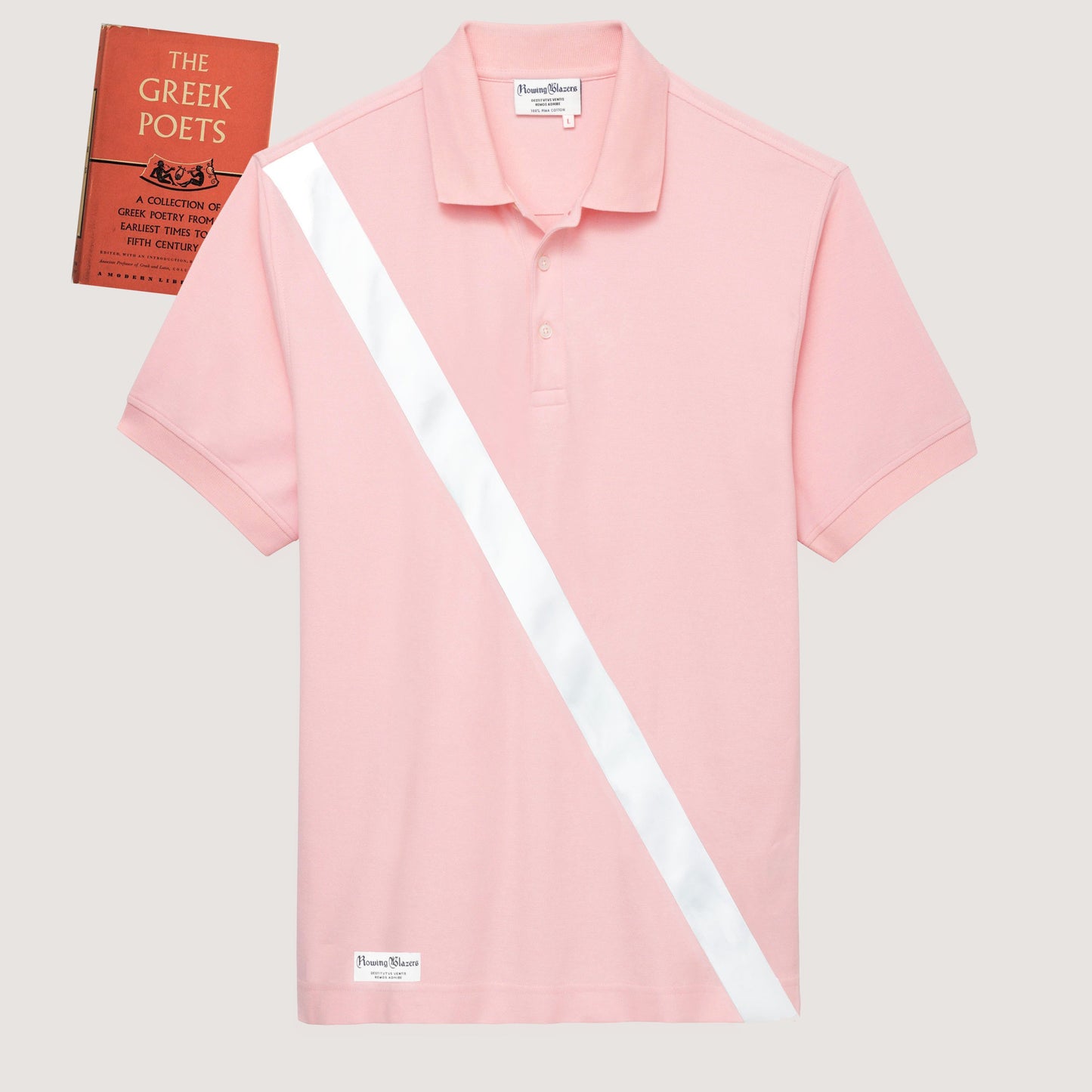 100% Pima Cotton Stripe Polo (Authentic Polo Shirt with Satin Stripe - Pink)