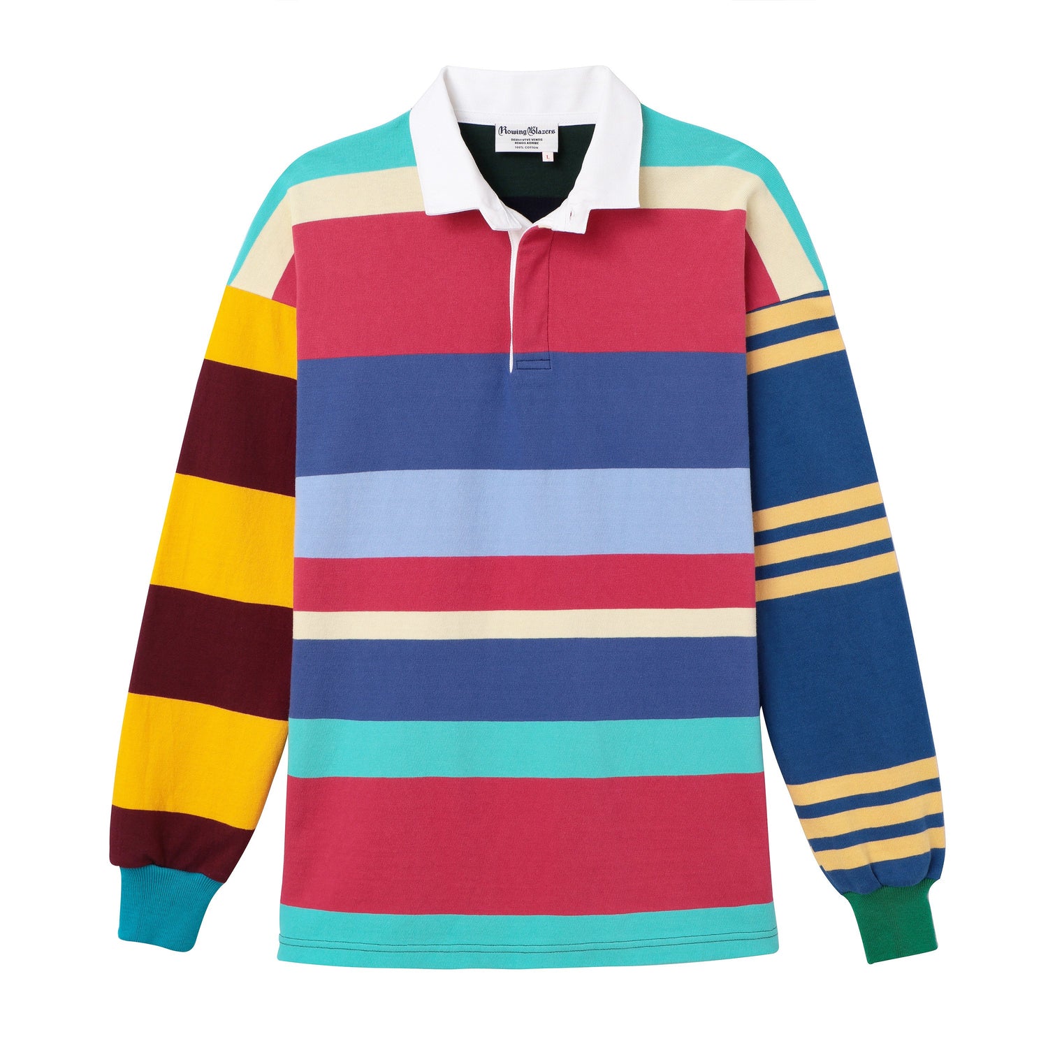 One-of-one striped rugby shirt made from leftover fabric. Each is unique.