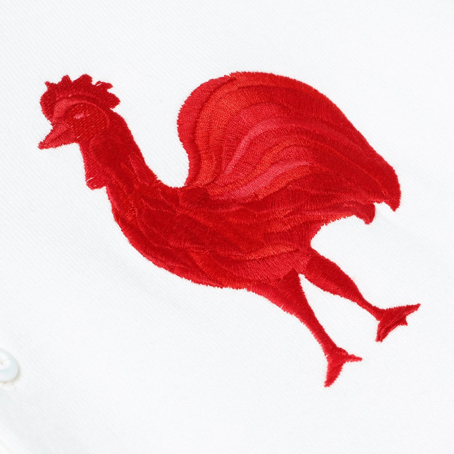 Satin-stitch embroidered Gallic Rooster.