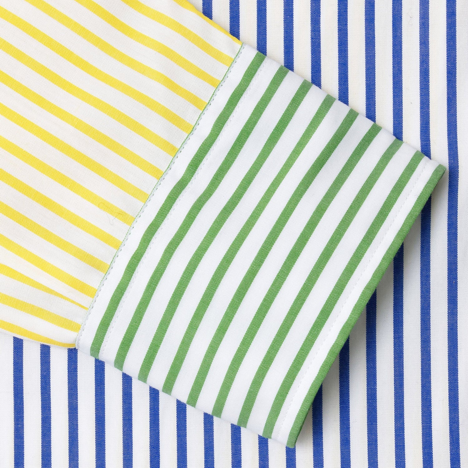 Detail of the color block sleeves.