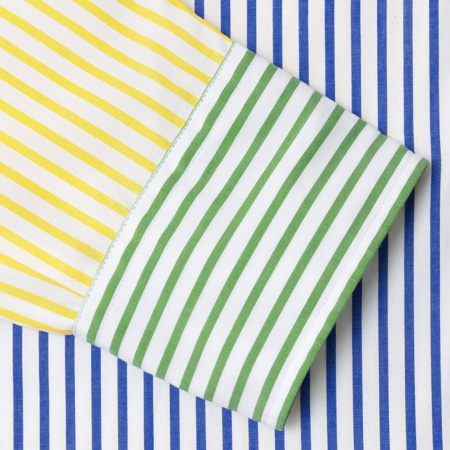 Detail of the color block sleeves.