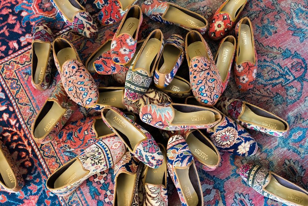 One of a kind loafers handmade from Turkish carpets.