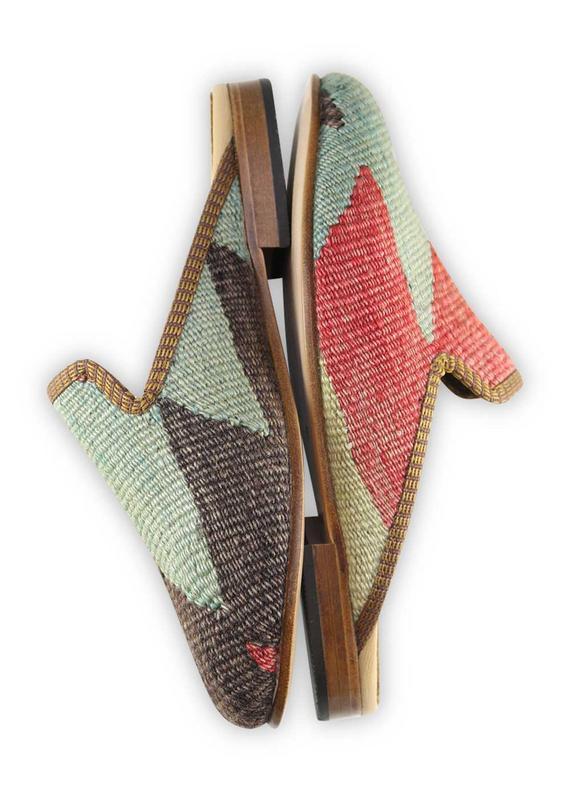 One of a kind slippers handmade from Turkish carpets.