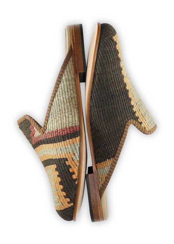One of a kind slippers handmade from Turkish carpets.