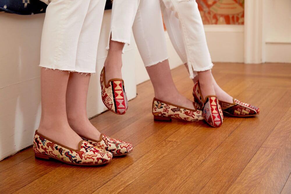 One of a kind loafers handmade from Turkish carpets.