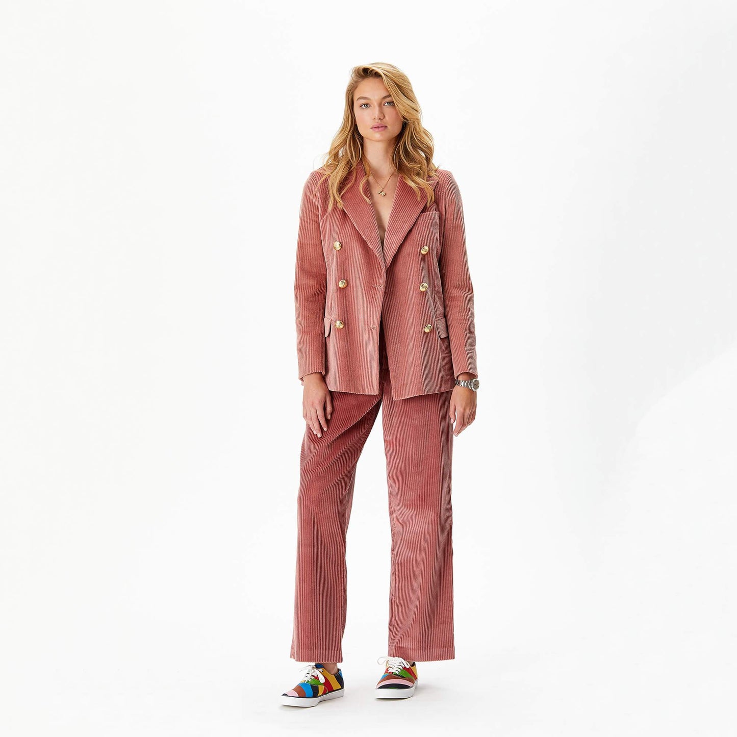 Tailored "Dusty Rose" Pink Corduroy Trousers