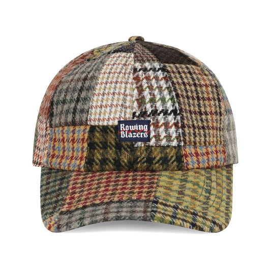 Hat in patchwork tweed with small Rowing Blazers logo on the front.