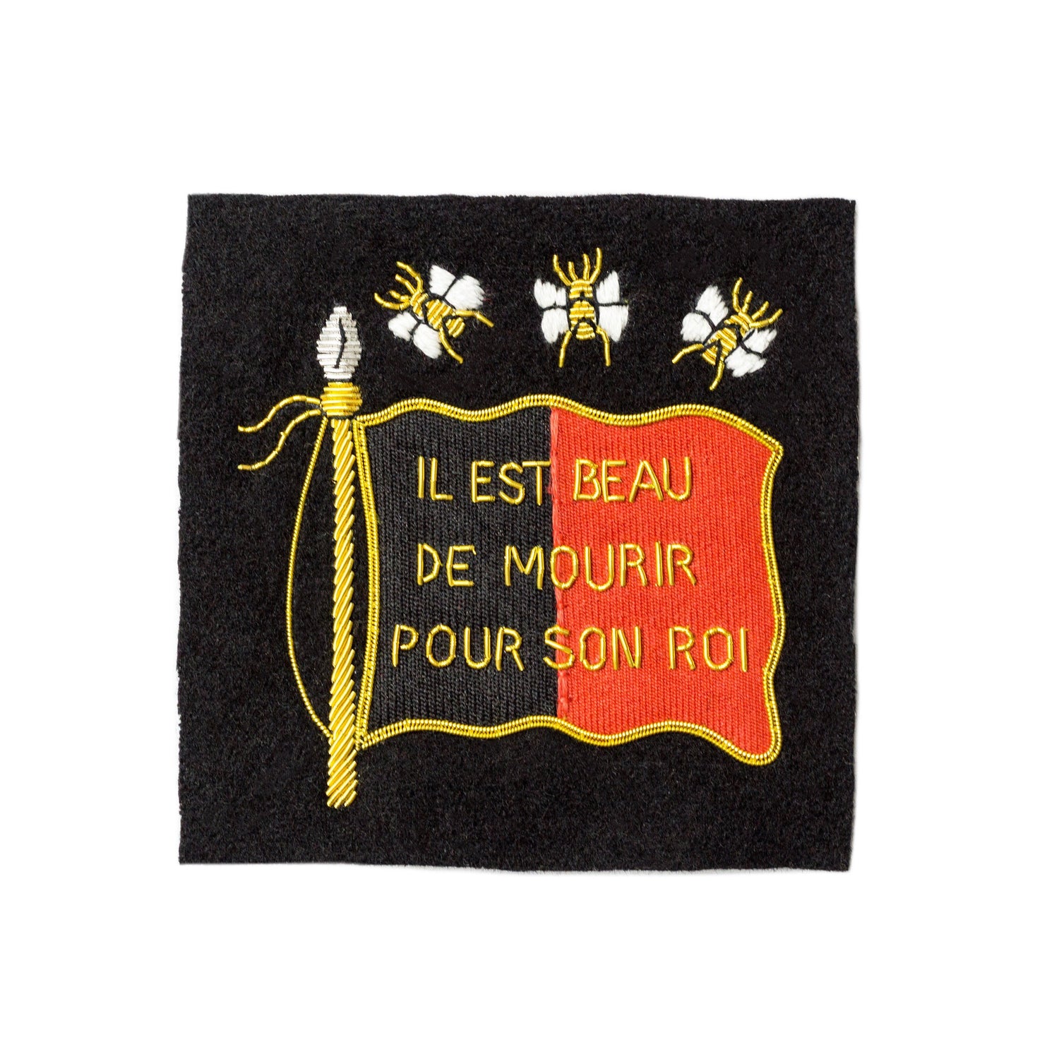 Embroidered gold work Banner of Henri Chritstophe badge.