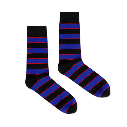 Black, Red, and Blue Stripe Socks