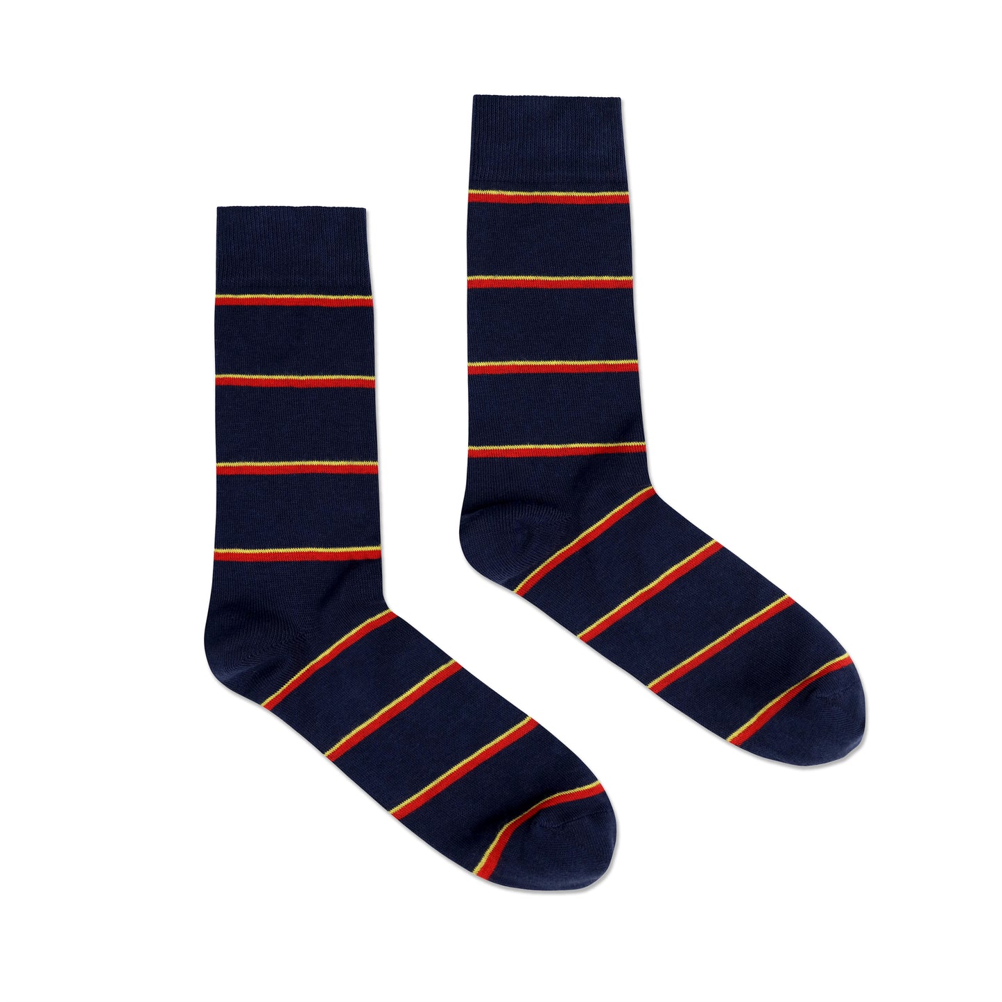 Navy, Yellow, and Red Stripe Socks