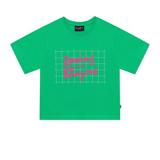 Women's Cropped Rowing Blazers '90s Green and Pink Tee