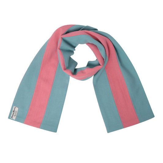 Wool Made-in-England Schoolboy Scarf in Light Blue and Pink