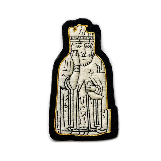 Hand-embroidered Lewis Chessman patch.