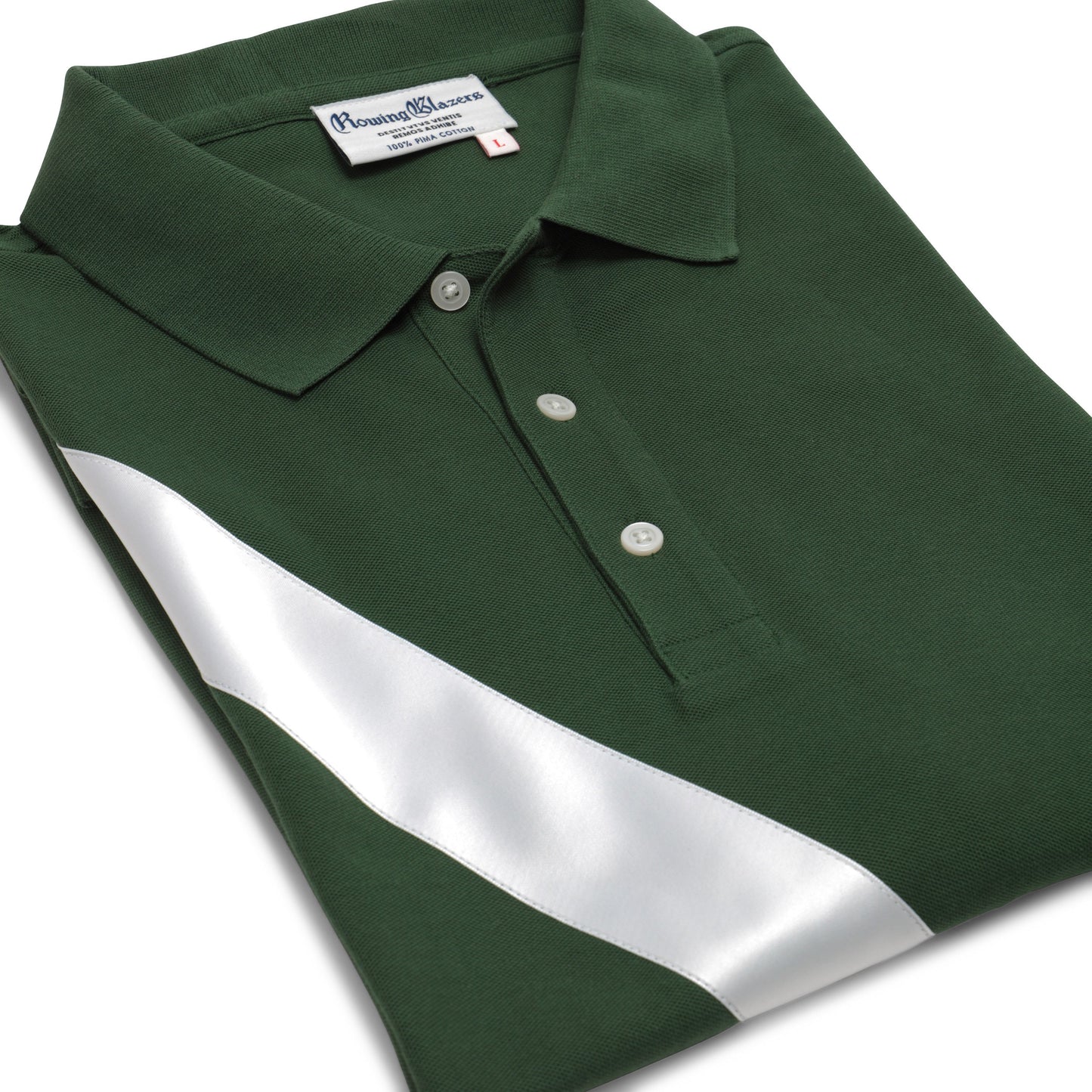 100% Pima Cotton Stripe Polo (Authentic Polo Shirt with Satin Stripe - Green)