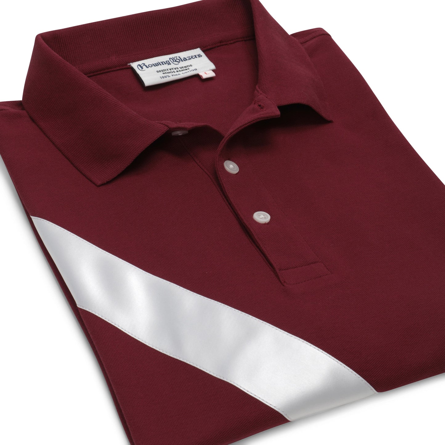 100% Pima Cotton Stripe Polo (Authentic Polo Shirt With Satin Stripe - Burgundy)