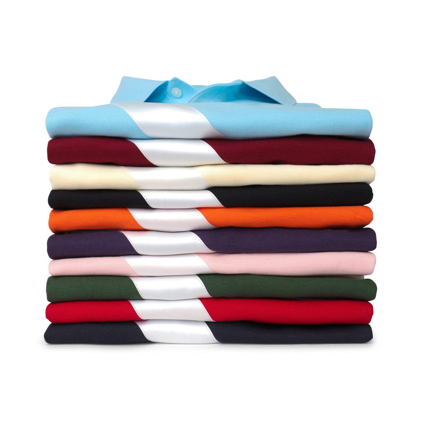 100% Pima Cotton Stripe Polo (Authentic Polo Shirt with Satin Stripe - Pink)