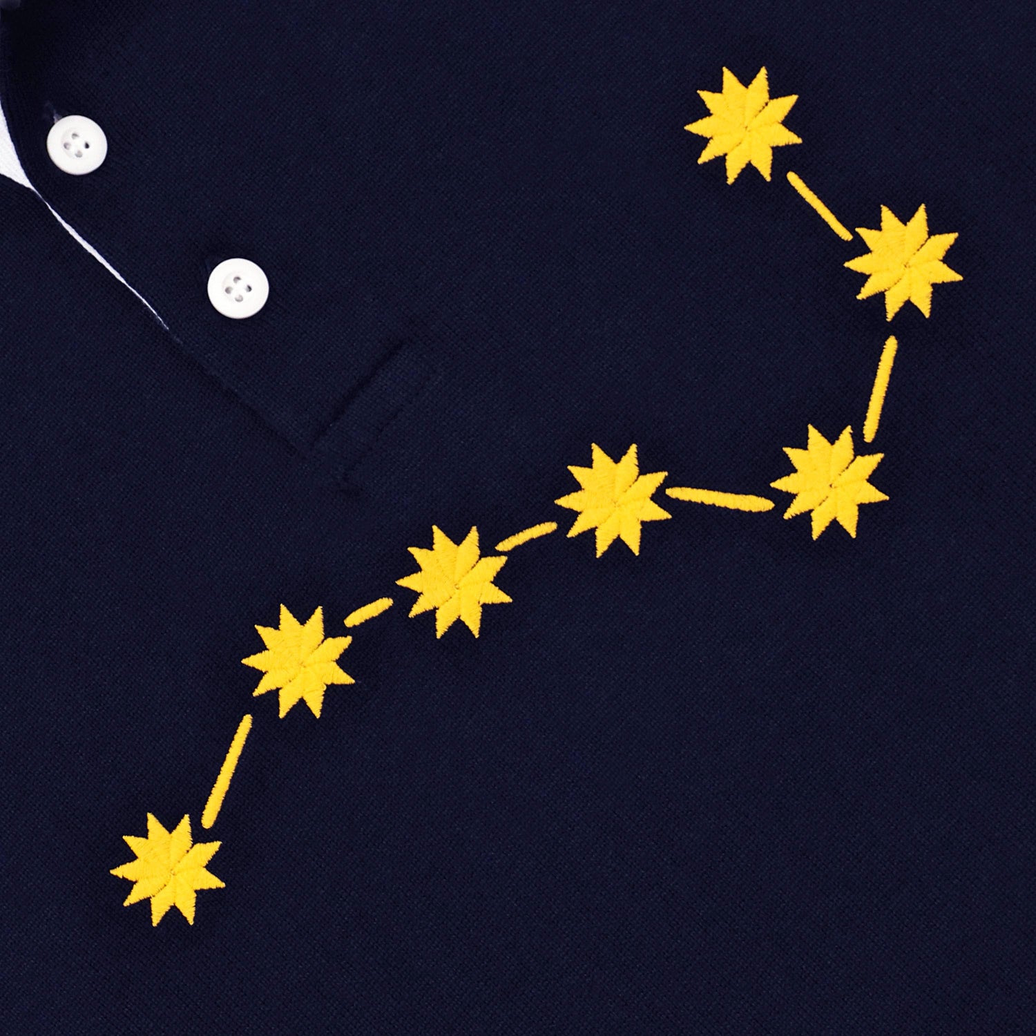 Detail of the embroidered constellation.