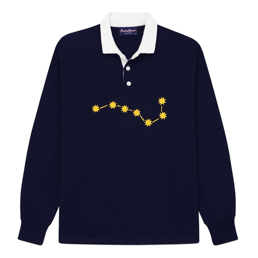Rugby jersey with embroidered constellation.