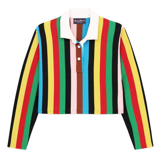 Cropped rugby jersey with our signature vertical croquet stripes.