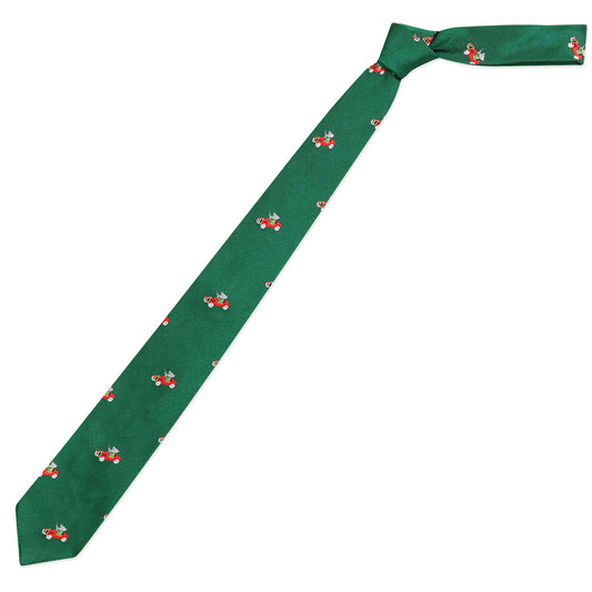 Green tie with all-over Babar car motif.