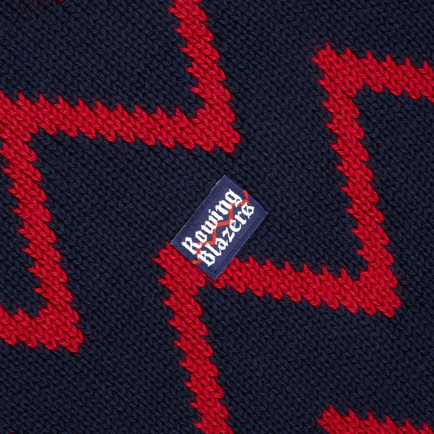 Navy and Red Zig-Zag Knitted Sweater