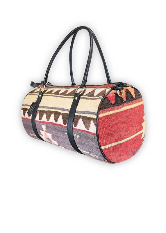 One of a kind travel duffle bag handmade from Turkish carpets.