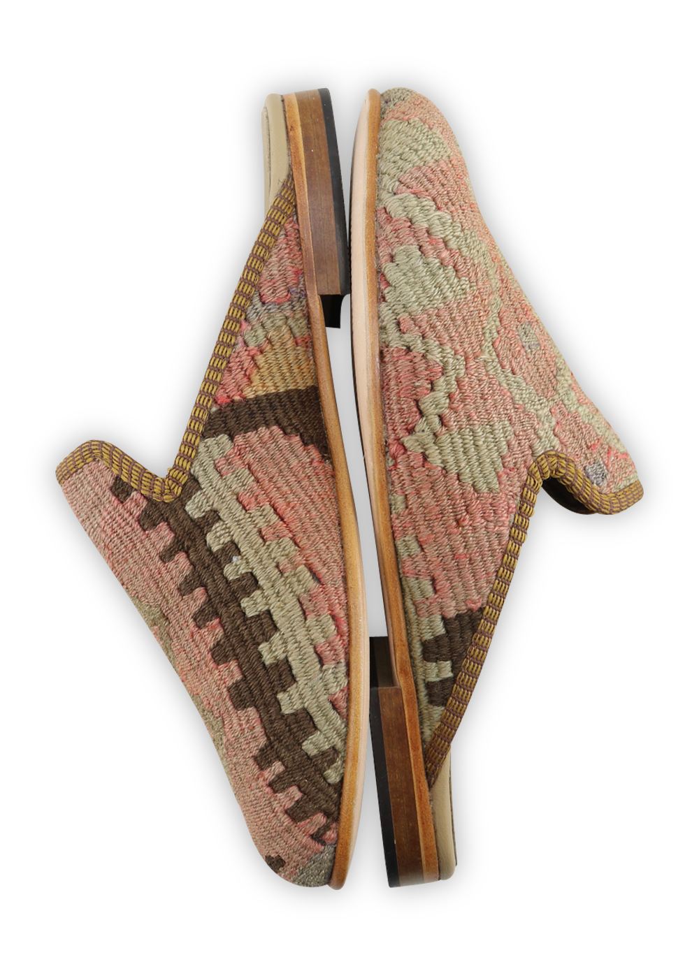 One of a kind slippers handmade from Turkish carpets.