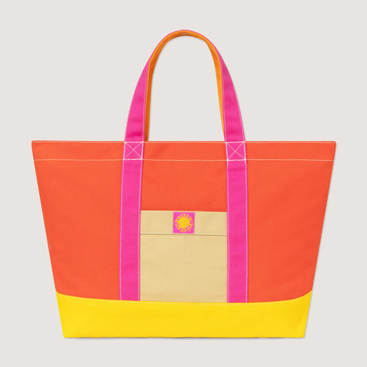 Pacific Tote Company (Pacific Tote Company "Big Sur" Zippered Tote -  Mixed Color Orange/Yellow/Sand/Pink)