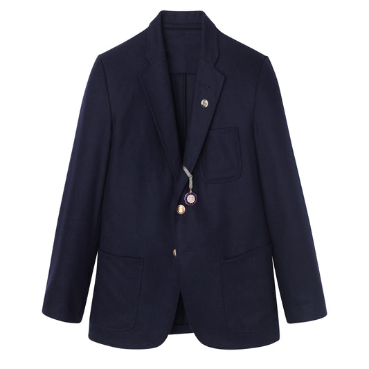 All-American Navy Hopsack Blazer with "Swelled Seam" Topstitch