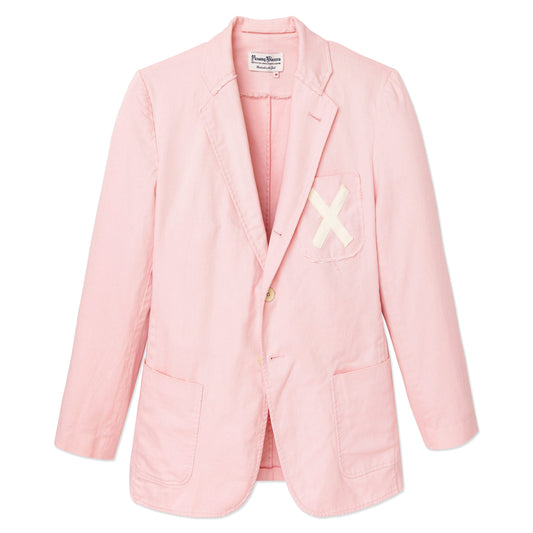 Destroyed "X" Blazer in Pink Cotton Twill