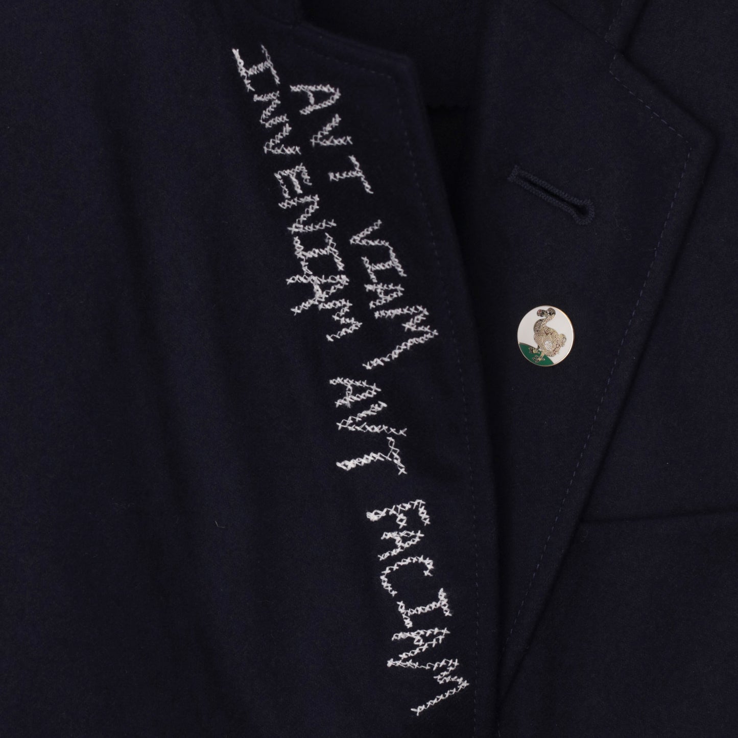 Navy Flannel Blazer with "Swelled Seam" Topstich