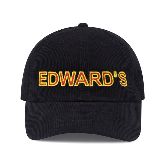  Black hat with hand-embroidered Edward's Restaurant logo.