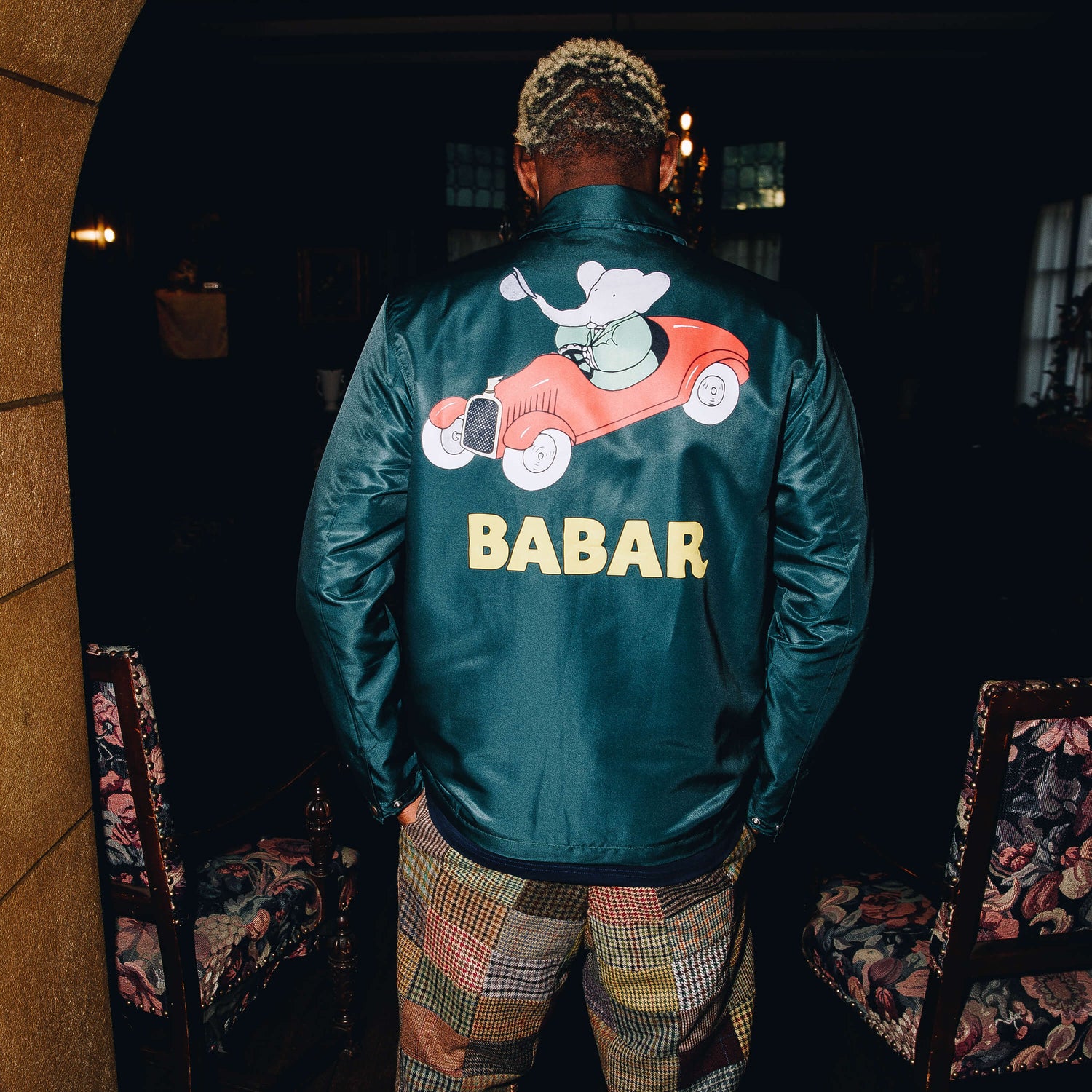 A$AP Nast wearing the green Babar Coach's Jacket.