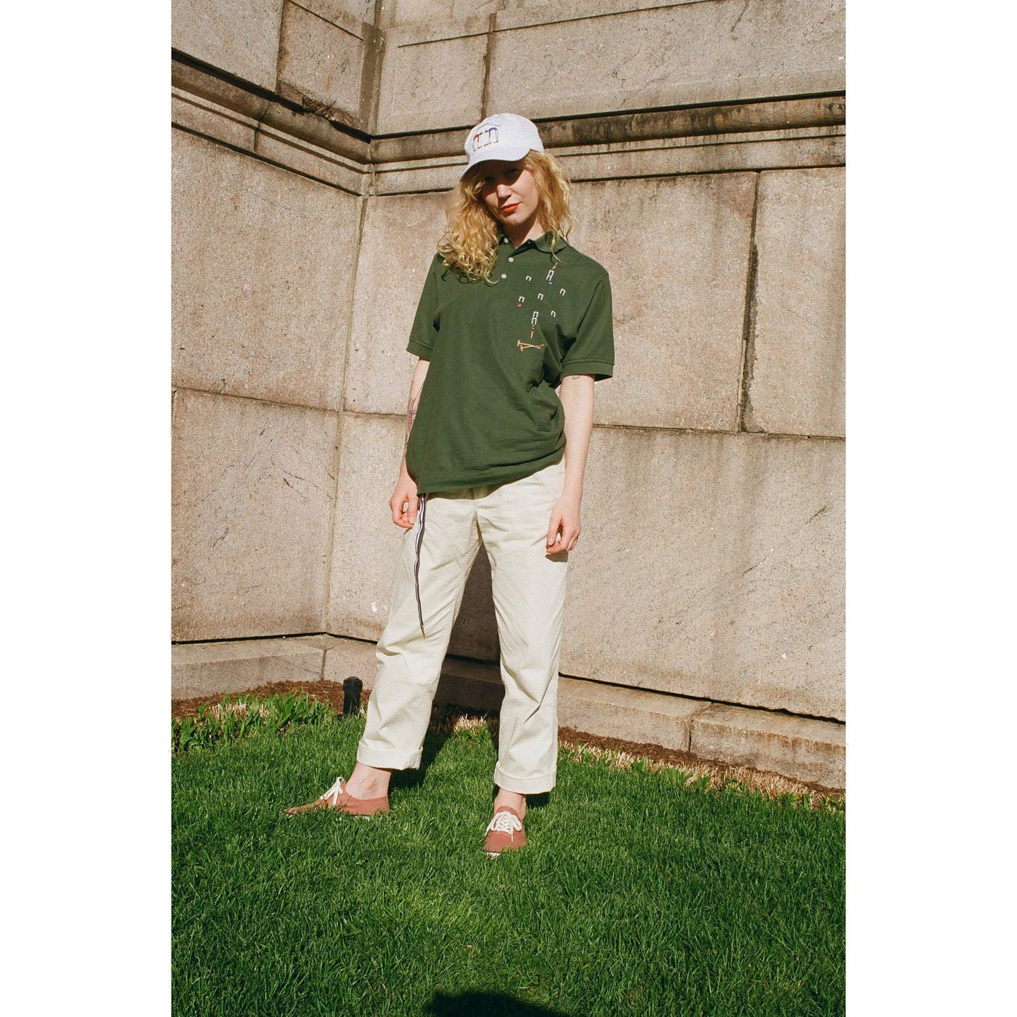 Female model wearing the Croquet Court Polo.