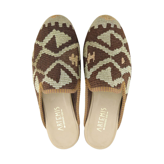 One of a kind slippers handmade from Turkish carpets.