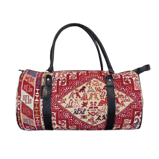 One of a kind travel duffle bag handmade from Turkish carpets.