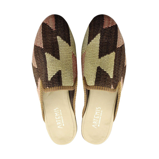 One of a kind slippers handmade from Turkish carpets.
