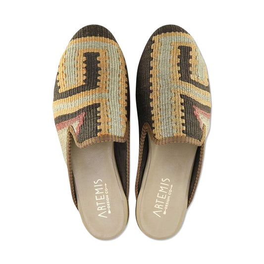 One of a kind slippers handmade from Turkish carpets.