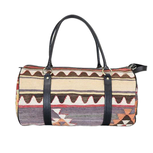 One of a kind travel duffle bag handmade from Turkish carpets.