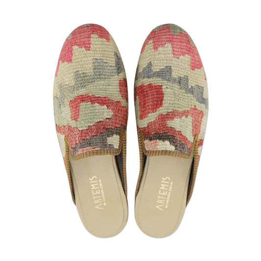 One of a kind slippers handmade from Turkish carpets.