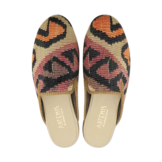 One of a kind slippers handmade from Turkish carpets.