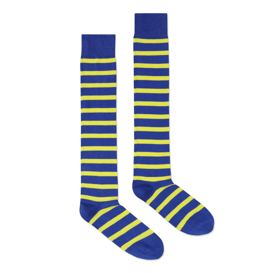 Over-The-Knee Blue And Yellow Stripe Socks