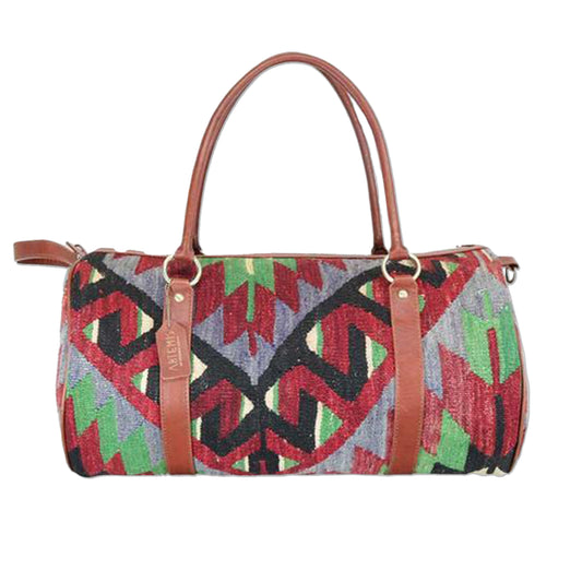 One of a kind travel duffle bag handmade from Turkish carpets.