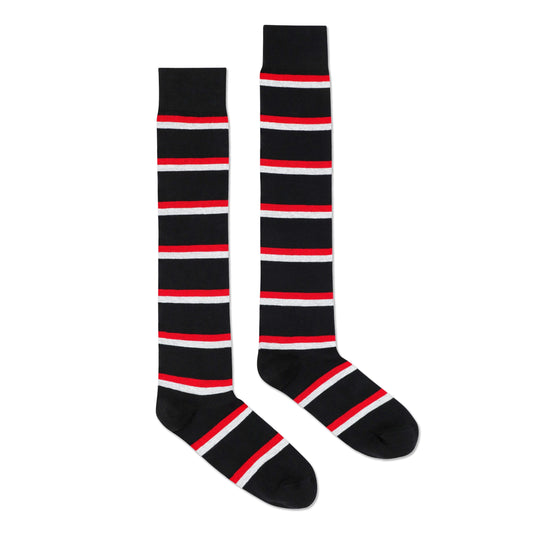 Over-The-Knee Black, Red, and White Blazer Stripe Socks