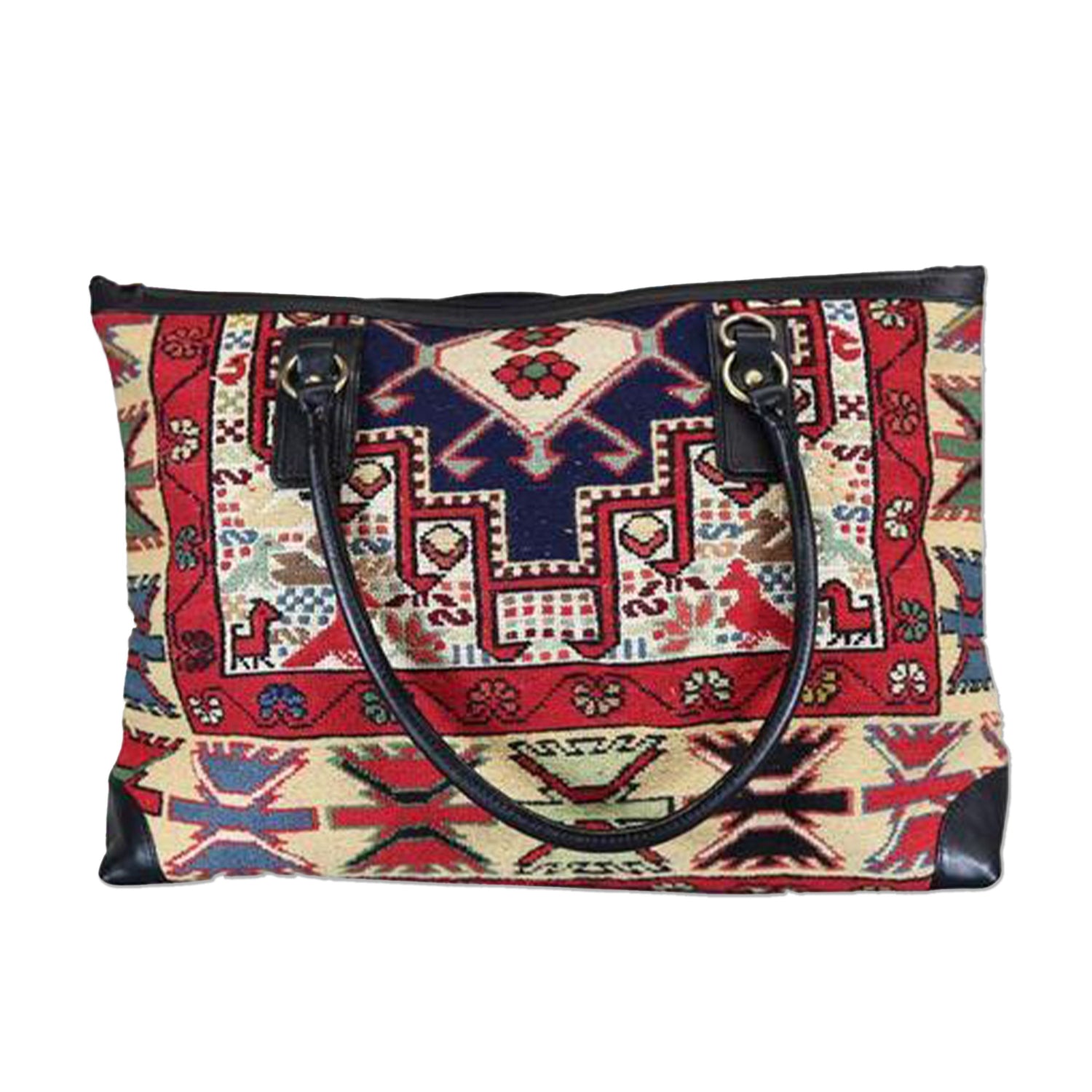 One of a kind weekender bag handmade from Turkish carpets.