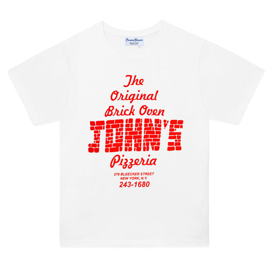 John's PIzza T-Shirt with "The Original Brick Oven Pizzeria" on the front