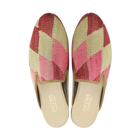 One of a kind slippers handmade from Turkish carpets.