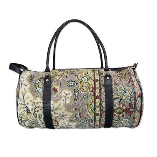 One of a kind travel duffle bag handmade from Turkish carpets.