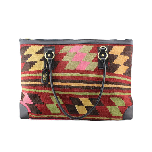 One of a kind weekender bag handmade from Turkish carpets.